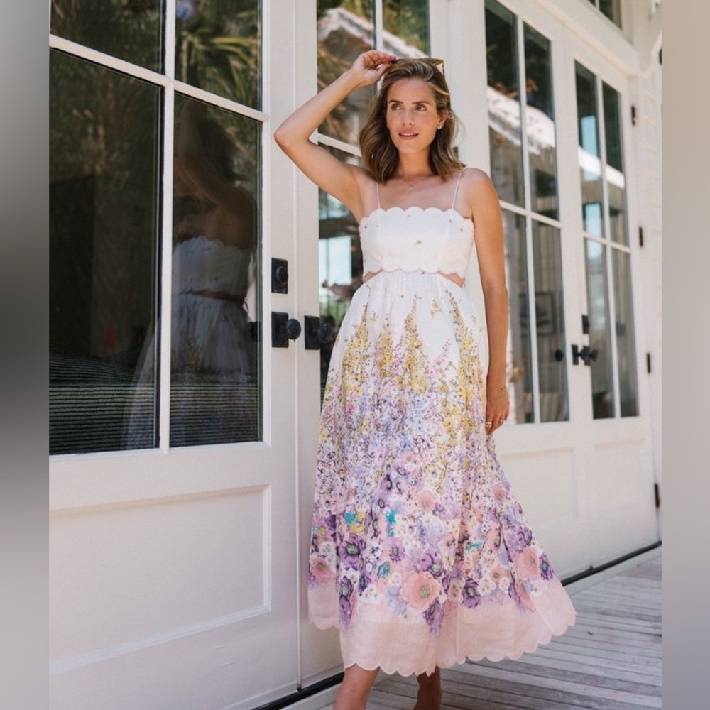 Zimmerman Jude Scalloped Floral Cutout Dress